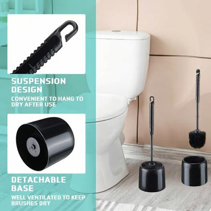 Roshtia 1 Set Toilet Brush and Holder Set for Bathroom Toilet Bowl Brush Scrubber with Caddy for Deep Cleaning, 14.57 Height (Black) - color: Black