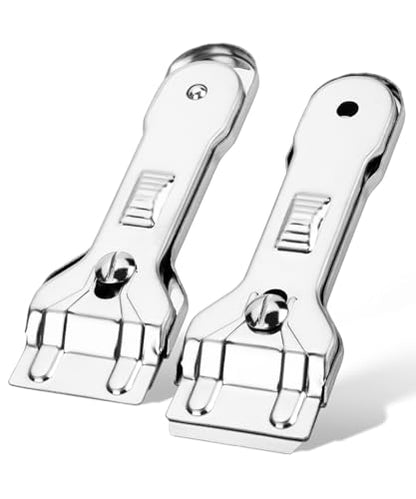 Bates- Metal Razor Blade Scraper Tool, 2 Pack, Carbon Steel Blades, Stainless Steel Body, Heavy-Duty Cleaning Razor Scraper Tool