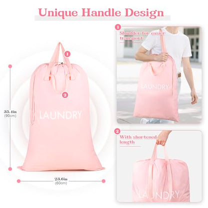 120L Travel Laundry Bag with Shoulder Handles, Dirty Clothes Storage Bag - color: Pink