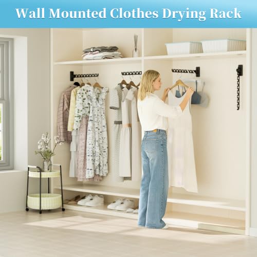 Alise Clothes Drying Rack Wall Mounted,Foldable Coat Hanger Black,1P - color: Black, size: (1 Pack)1008 8-Holes