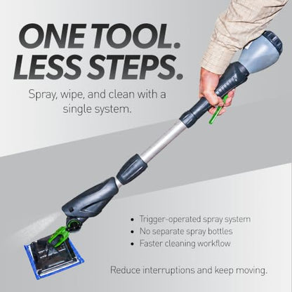 IPC Eagle Cleano 5-Foot Telescopic Window & Surface Cleaning System Integrated Water Misting Globe with Microfiber Cleaning Tool for Glass, Mirrors, Counters & Commercial Facilities - size: 5'