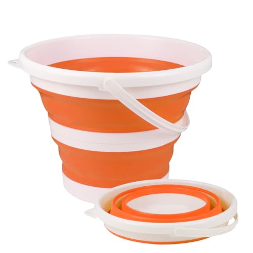 Hovom Car Collapsible Bucket, 10L 2.6 Gallon Foldable Round Tub, Orange - color: Orange