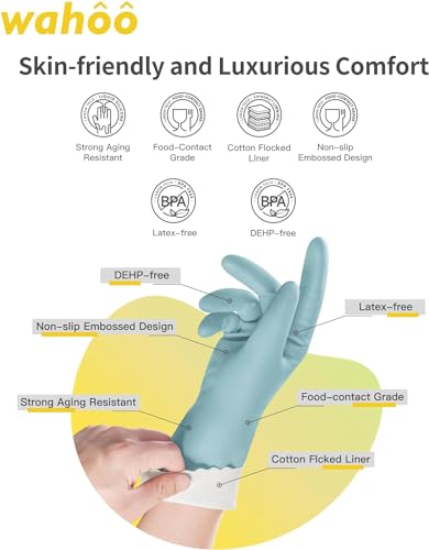 LANON wahoo Cleaning Gloves with Cotton Flocked Liner, Surf Spray, Small - size: Small
