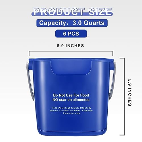 Roshtia 6 Pcs 3 Quart Sanitizing Cleaning Bucket Square, Dark Blue - color: Dark Blue