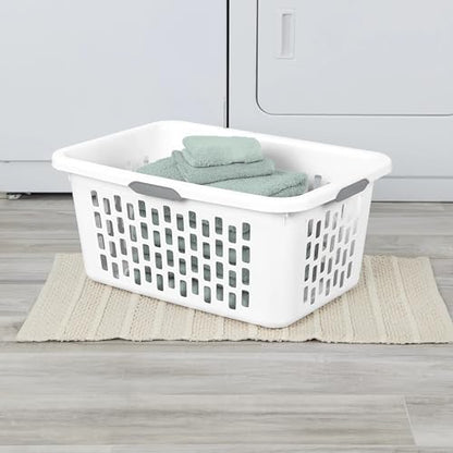 2-Bushel Plastic Laundry Hamper with 4 Ergonomic Handles – BPA-Free, Spacious Design for Household Use, White - color: Bright white 1pc