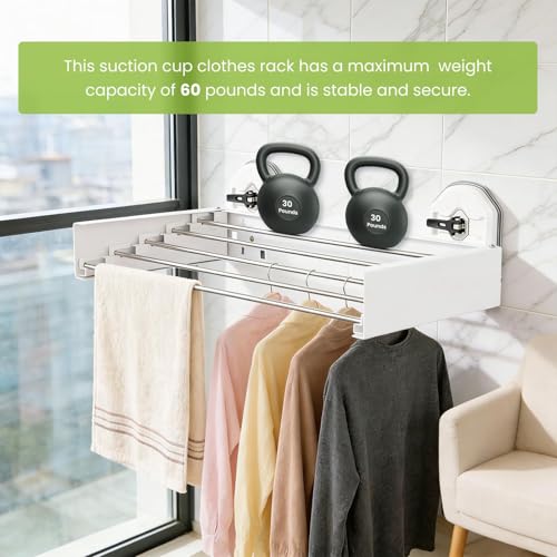 Drill-Free Foldable Wall Mounted Clothes Drying Rack for Laundry, 25 Inches