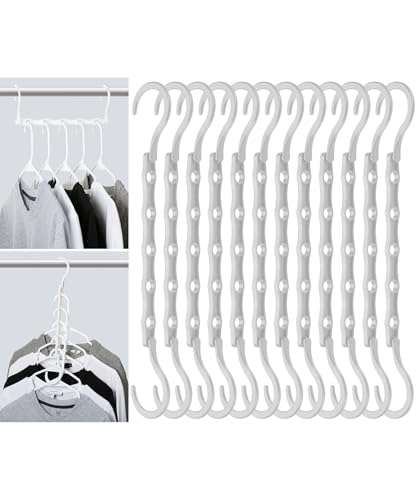 Mr. Pen- Space Saving Hangers for Clothes, 12 pcs, White, Plastic Multi Clothes Hangers Space Saving, 5 Slots, 360° Rotating Hooks - color: White