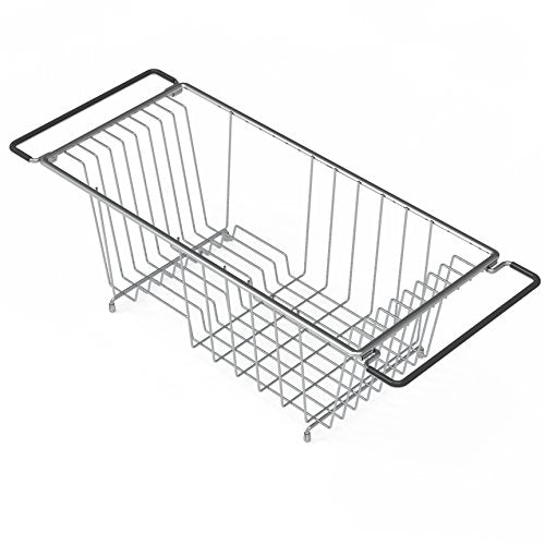 Simple Houseware Stainless Over Sink Counter Top Dish Drainer Drying Rack - color: Chrome, size: Medium