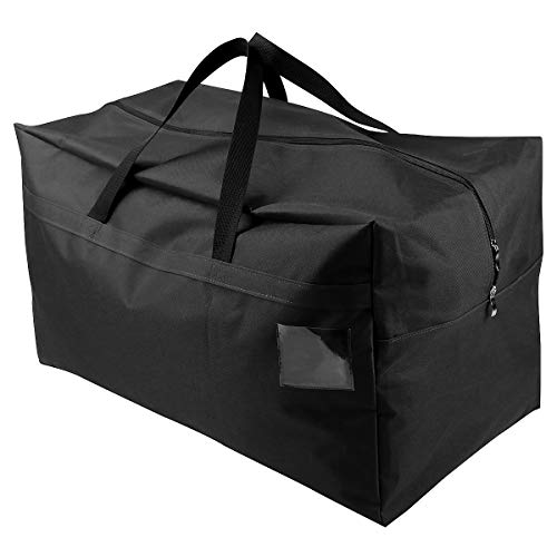 AMJ Christmas Decorations Storage Container Bag | Holds Xmas Trees, Lights, Balls etc, Unzippered Top Three Side Open Bag, Black - color: Black