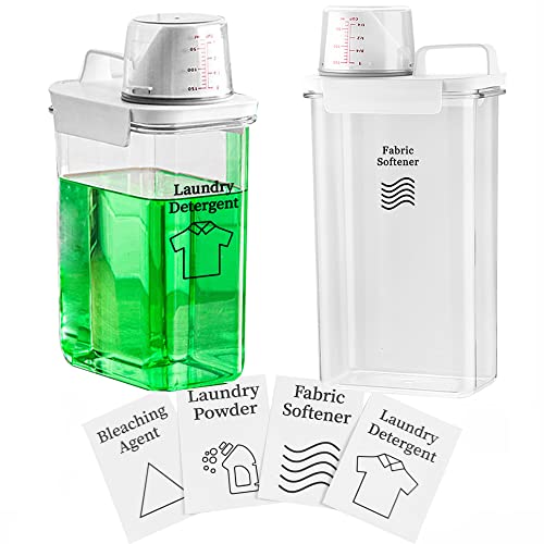 [2 Pack] Laundry Detergent Dispenser for Laundry Room Organization and Storage,78 Oz Laundry Soap Dispenser,Liquid Laundry Detergent Dispenser with 4 Removable Labels,BPA Free & PET Plastic, Clear - style: 2300ml