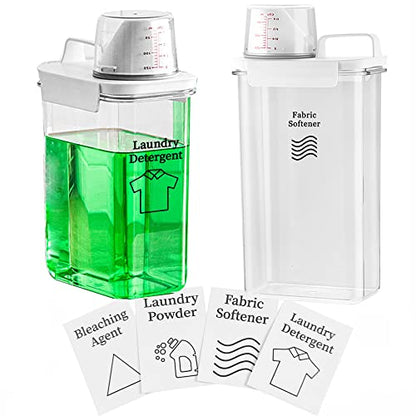 [2 Pack] Laundry Detergent Dispenser for Laundry Room Organization and Storage,78 Oz Laundry Soap Dispenser,Liquid Laundry Detergent Dispenser with 4 Removable Labels,BPA Free & PET Plastic, Clear - style: 2300ml