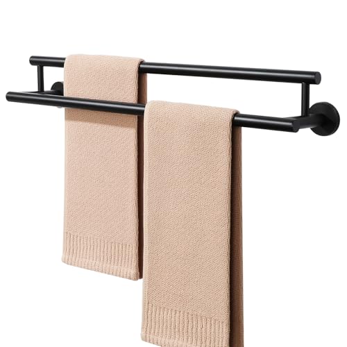Alise Double Towel Bar Black,20" Towel Rack for Bathroom Wall Mounted - color: Matte Black, size: 20-Inch (2-Bars)