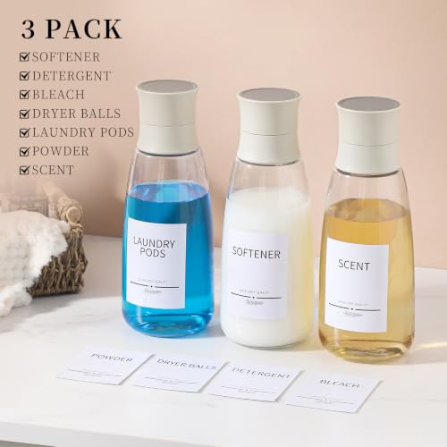 3Pack Glass Laundry Detergent Dispenser,34oz Fabric Softener Dispenser,Liquid Laundry Detergent Dispenser,Laundry Detergent Organizer for Laundry Room Organization - size: 1 Count (Pack of 3)