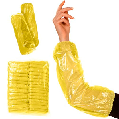ABC PACK & SUPPLY Disposable Arm Sleeves, 18 Inch PE Arm Covers, Sleeve Covers with Elastic Ends for Food Processing - color: Yellow, size: 1000 Pack