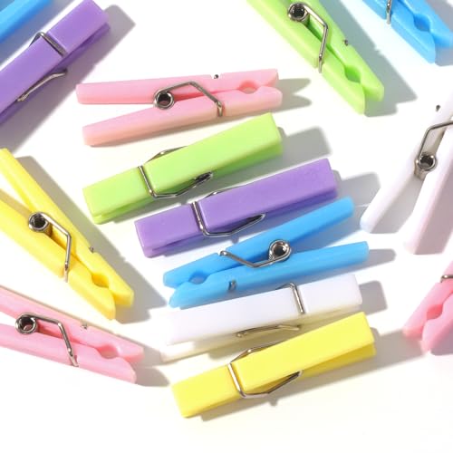 60Pcs Mini Clothespins for Baby Shower Games Boy Girl Clothes Pins 1.4Inch - color: Multicolor