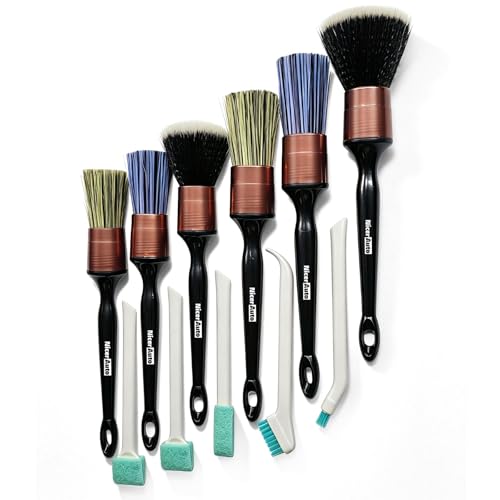 11PCS Car Detailing Brush Set, Boars Hair & Ultra Soft Kit, Rose Gold - color: Rose Gold 11pcs Detailing Brush Set