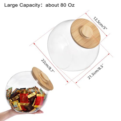 ELLDOO Clear Slanted Plastic Storage Jar with Bamboo Lid, Wide Mouth Laundry Pods Container Dishwasher Pods Holder, Coffee Pod Holder for Nespresso K Cup, Candy Cookie Jars for Coffee Bar Kitchen