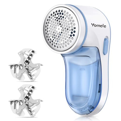 Fabric Shaver, Electric Lint Remover for Clothes & Furniture, Sweater Shaver & Pilling Remover, Depiller with 2 Extra Blades Included, Lint Shaver for Clothing - Battery Operated - color: Blue