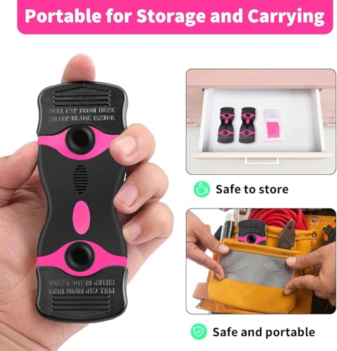 2Pcs Pink Double-Head Razor Scraper Set with 20Pcs Blades (10 Metal+10 Plastic), Multi-Use Cleaning Tool for Glass, Cooktop, Auto Film, Residue Removal