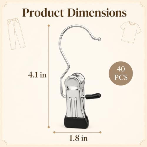 40 PCS Pants Hangers with Clip - Space Saving Legging Organizer for Closet Hanging, Yoga Pants Hangers Clip Hangers Closet Organization and Storage for Jeans,Shorts,Skirts,Hats