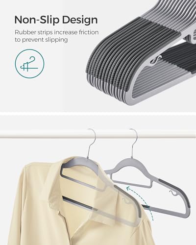 SONGMICS Pack of 50 Coat Hangers, Space-Saving Plastic Clothes Hangers - color: Lightgray + Darkgray, size: 50 Pack