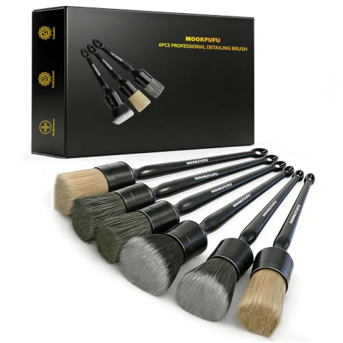 Car Detailing Brush, 6PCS Ultra Soft Boars Hair Car Interior Exterior Detailing Brushes, Scratch-Free Car Cleaning Dust Brush for Dashboard, Emblem, Air Vents, Wheels, Leather Seat - color: 6 Pcs