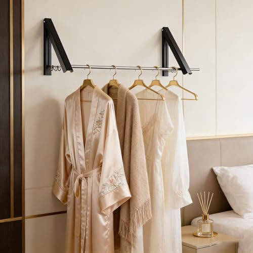 FOLAI 2-Piece Drill-Free Folding Clothes Drying Rack (Black) - color: Black, size: 2-Piece
