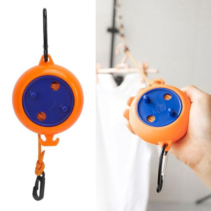 Clothesline Cord - Adjustable 10m Laundry Drying Rope with ABS Hooks for Camping, Hotel, Backyard, Indoor & Outdoor Use (Compact 10x7.5x4.5cm)‌