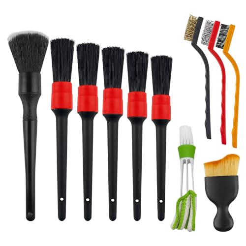 Car Detailing Brush Kit, Including 3 Ultra Soft No Scratch Boar Hair & 2 Vent Cleaning Brushes, Multi-Use Automotive Interior Detailing Kit, Universal for Most Vehicles (11PCS) - size: 11PCS