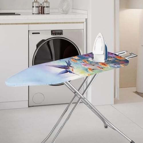 Hummingbird Ironing Board Cover and Pad Standard Size Flower Iron Board Covers Heavy Duty Iron Board Protective Cover with Elastic Edge Table Top Ironing Board Sleeve Padded Blue - color: Hummingbird Daisy