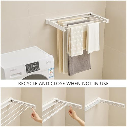 JOOM Wall Mounted Clothes Drying Rack, 27.5 Inch Foldable Rack, White - size: 27.5in