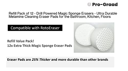 Refill Pack of 12 Drill Powered 3.5” Magic Sponge Erasers - size: Round 3.5" x 1.25" Thick