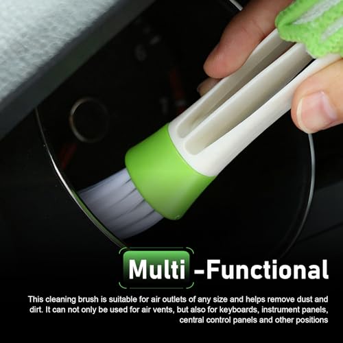 3 PCS Mini Duster for Car Air Vent, 3 Arm Soft Microfiber Dashboard Cleaner, Detachable Washable Brush Head Cleaning Tool, for Window Blinds & Keyboard & AC Vents & Fans (Green)