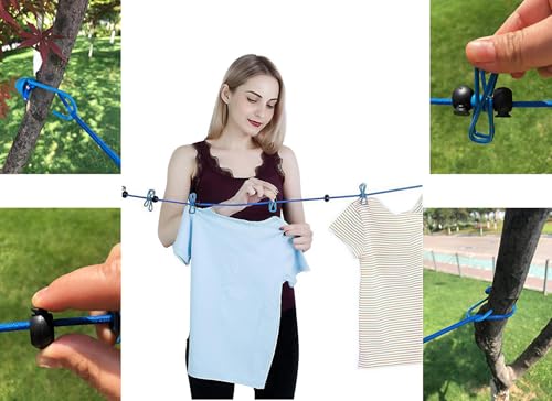 1 Pack Portable Clothesline with 12 Clothespins, Travel Clothesline Stretchy Retractable Elastic Laundry Clothes Line for Backyard, Vacation Hotel, Balcony Clothes Drying Line (Black) - style: Black