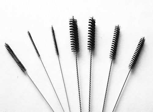 yueton 7pcs Mini Nylon Tube Pipe Nozzle Brush Set with Wire Loop Handle