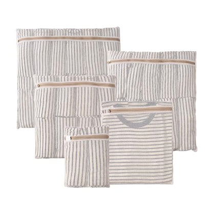 HEAVYWOOD 5-Piece Cotton Mesh Landry Bag Organic Wash Bag for Washing Machine Lingerie Bags for Washing Delicates with Sturdy Anti-Rust Zipper Clothes Washing Bag (5Bags) - size: Mini*Small*Medium*Large*X-Large