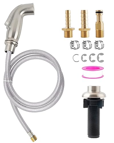 Universal Kitchen Sink Spray Head/Hose/Holder Set, Brushed Nickel - color: Brushed Nickel, style: transparent hose/single spray mode