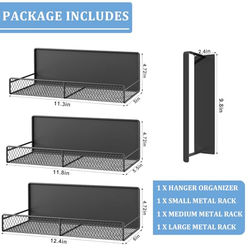 DTUQYX Magnetic Shelf for Washing Machine 4-Pack: Widen Magnetic Laundry Organizer (5"-6") with Hanger Organizer, Strong Magnet, Rust Proof, Heavy Duty Magnetic Spice Rack for Refrigerator (Black) - color: Black