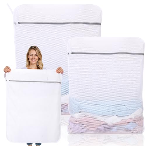 Dntorx 2 Pack Extra Large Mesh Laundry Bags for Delicates, 24x32In+35x43In - size: XX-Large + XXX-Large