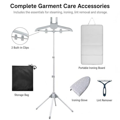 Foldable Garment Steamer Hanger Stand Kit, Adjustable Clothes Steaming Rack