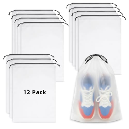 LazyMe Clear Shoe Bags for Travel, 11.8 x 15.7 Inch, 12 Pcs - color: Clear 12pcs