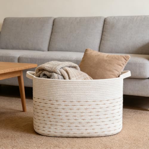 96L Woven Laundry Basket with Handles, Extra Blanket Basket,Yellow - color: White & Yellow, size: 96L
