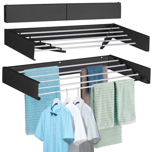 FOCHIER F Laundry Drying Rack Wall Mounted Clothes Drying Rack Black,23.6" - color: Black, size: 23.6"