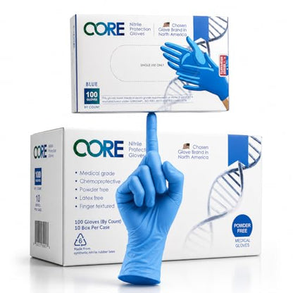CoreGloves Nitrile Exam Gloves Disposable Latex Free Powder Free, Blue Medical Gloves, Box 100, Case 1000, Dental, Nursing - size: Medium, style: Standard Exam • 1000 Gloves