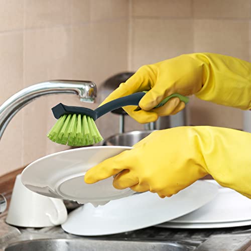 Pine-Sol Scrub Brush Set - Long Handle Cleaning Brushes with Heavy Duty Bristles and Comfort Grip - Scrubbers for Kitchen, Household, and Dishwashing, 2 Piece Set (Pack of 12) - size: 2 Piece Set (Pack of 12)