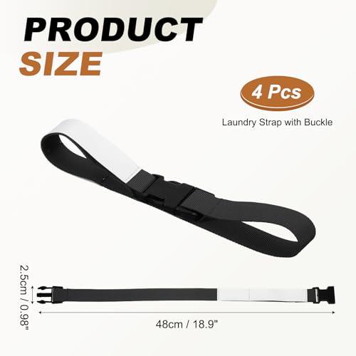 uxcell 2 Pcs Laundry Strap with Buckle, Multipurpose Laundry Strap Replacement Wash Care Utility Household Cleaning Loop Athletics Accessories Tools Storage, Black - color: Black