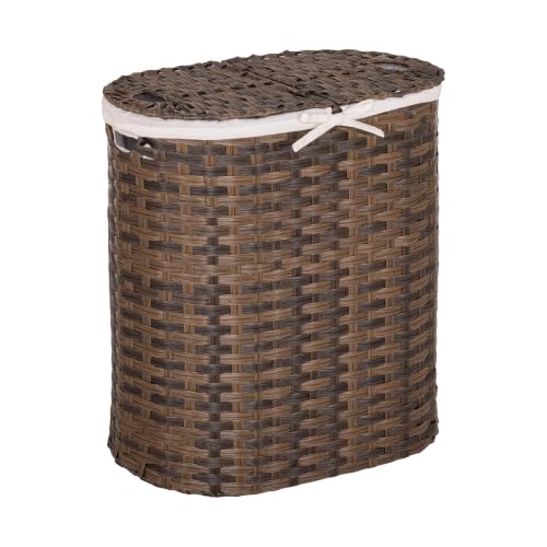 Seville Classics Premium Handwoven Portable Laundry Bin Basket with Carrying Handles, Household Storage for Clothes, Linens, Sheets, Mocha Brown, Oval Hamper - color: Mocha Brown, size: Oval Hamper (1-Pack)