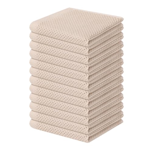 Homaxy 100% Cotton Waffle Weave Kitchen Dish Cloths 12-Pack, Beige - color: Beige, size: 12 X 12 - 12 Pack