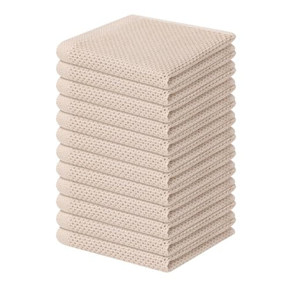 Homaxy 100% Cotton Waffle Weave Kitchen Dish Cloths 12-Pack, Beige - color: Beige, size: 12 X 12 - 12 Pack