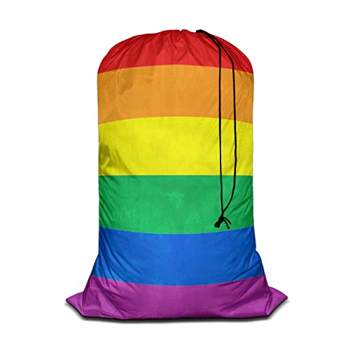Swono Rainbow Large Travel Laundry Bag, Washable Wet Dry Clothes Bag, LGBT Flag Of Gay Parade Freedom Love Passion Suit For Gym, Swimming, Yoga - Colorful - color: Rainbow